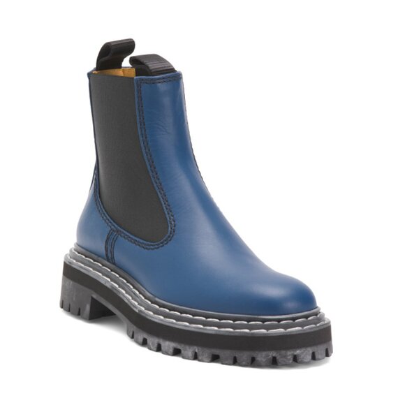 PROENZA SCHOULER Cobalt Leather Lug Sole Chelsea Boots - Picture 1 of 2
